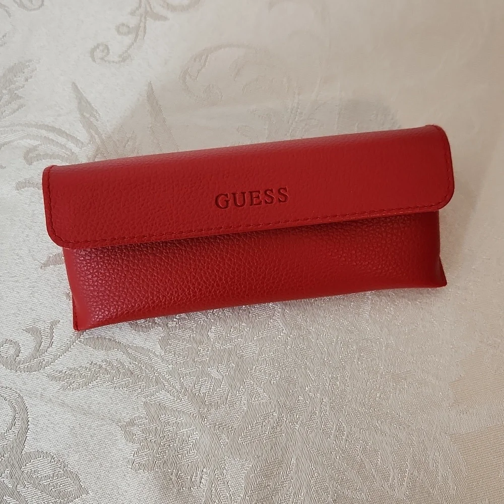 Guess red sunglasses glasses case soft leather with button